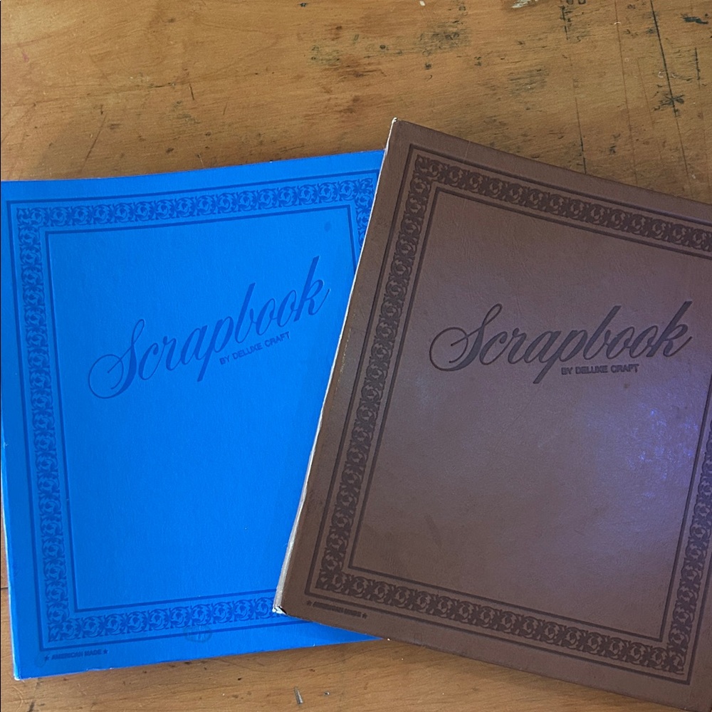 Two 12”x14” VINTAGE SCRAPBOOK BLUE Brown VICTORIAN EMBOSSING~50 SHEETS~UNUSED